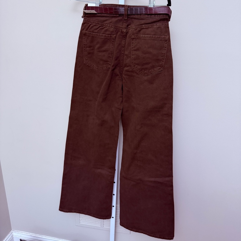 Zara Brown Wide Leg Jeans with Belt size 2 NWT - Picture 5 of 5